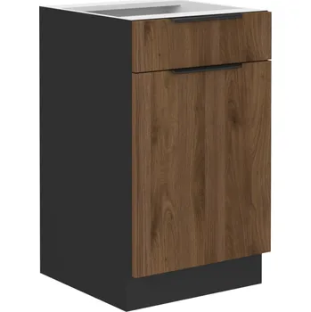 Kuchyňská linka Spodní skříňka MENZO 50 D 1F 1S BB, ořech okapi/černý mat, 50x52x82 cm