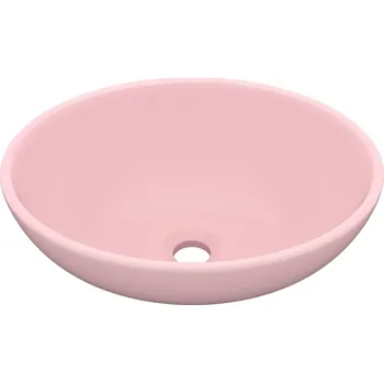 Umyvadlo Oválné keramické umyvadlo, matná růžová, 400 x 330 x 135 mm