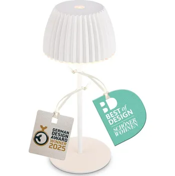 Lampička BRILONER Nabíjecí stolní lampa Riffle Mini - 20 cm, 1,5W, 150lm, bezdrátová, LED, stmívatelné, dotykový vypínač, bílé - BRILO BRILO 7552016