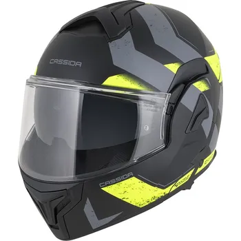 Helma na motorku Helma CASSIDA MULTIFLIP KORP černá matná/žlutá fluo/šedá - XS