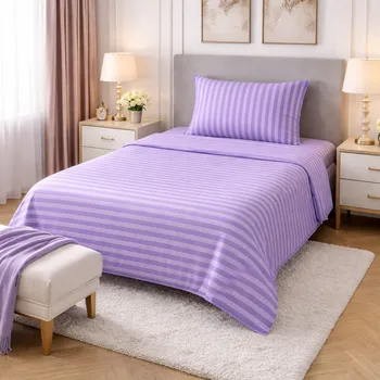 Povlečení Dvoudílné Bavlněné povlečení, jednolůžko - Fialové pruhy