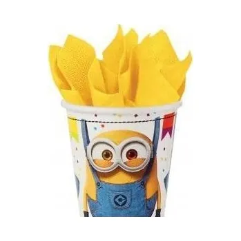 Jednorázové nádobí Papírové Kelímky Mimoni 250 ml. 8 ks