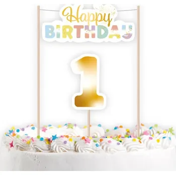 Obraz Dekorace "Topper - 1. Narozeniny", mix, 14 cm