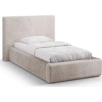 Postel Béžová čalouněná jednolůžková postel s úložným prostorem s roštem 90x200 cm Amy – Micadoni ID_1831908