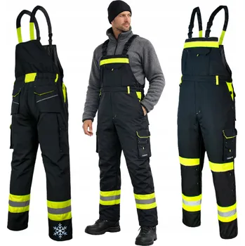 Pracovní obuv Zateplené pracovní kalhoty s laclem pánské ZIMNÍ reflexní VÝSTRAŽNÉ