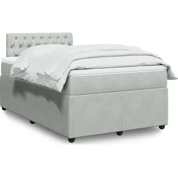 Postel vidaXL Box spring postel s matrací 120 x 200 cm samet [3290018] Barva: světle šedá