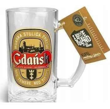 Sklenice Památka z Gdaňsku - Pivní Sklenice na pivo 500 ml - Gdaňsk MOŘSKÉ MĚSTO POLSKÝ