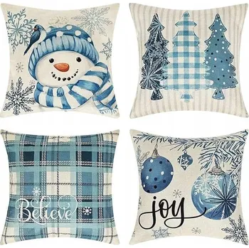 Povlak na polštářek Vánoční povlak na polštář 45x45 cm, lněná dekorace, sada 4 ks