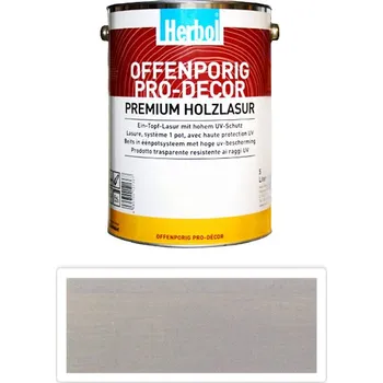 Lak na dřevo HERBOL Offenporig Pro Decor - univerzální lazura na dřevo 5 l Světle šedá - Venkovní barva na dřevo