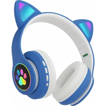 Sluchátka LED Bezdrôtové Slúchadlá Uši - Modrá