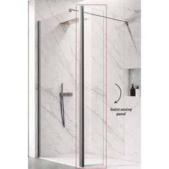 BESCO Boční otočný panel LAGOS CHROM NEW 200 Pevná stěna - 30 cm, Výplň - Matné bezpečnostní sklo - 8 mm BCLAGO2OPCF