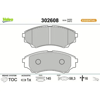 Brzdová destička Sada brzdových destiček, kotoučová brzda VALEO 302608