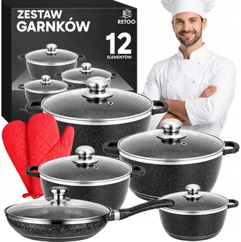Sada nádobí Sada hrnců RETOO CookMaster hliníková 12 ks