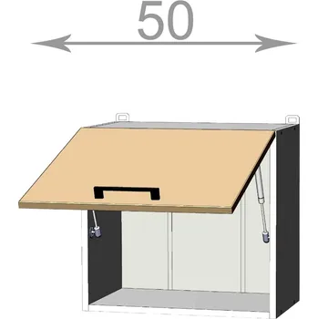 Kuchyňská linka Capri W5046, kuchyňská vysoká výklopná skříňka š.50, korpus grafit, dvířka dub craft zlatý