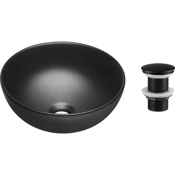 Comad Keramické umyvadlo na desku UN-DOMI-MB 32x32 + výpusť Click-Clack, černá mat