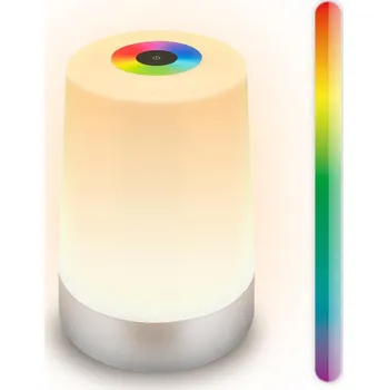 Lampička BRILONER Nubsi stolní lampička - 2,8W, 280lm, nabíjecí, LED, stmívatelné, RGB+W, matný chrom - BRILO BRILO 7554014