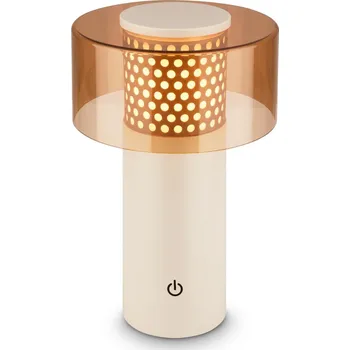 Lampička BRILONER Gila stolní lampa - 2,6W, 200lm, bezdrátová, LED, IP44, dotykový vypínač, stmívatelná, kávová/světlešedá - BRILO BRILO 7669014