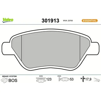 Brzdová destička Sada brzdových destiček, kotoučová brzda VALEO 301913