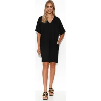 Dámské šaty Bavlněné šaty typu kimono Makadamia M778 - černé Černá L/XL