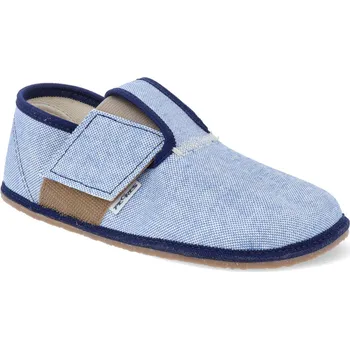 Dívčí bačkory Barefoot dětské přezůvky Pegres - BF01 bez průřezů modré jeans Velikost: 27