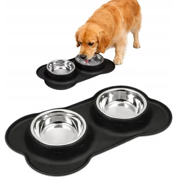 Miska pro psa Dvojitá miska pro psa kočku protiskluzová + podložka pod Misky
