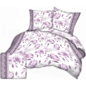 Povlečení Krepové povlečení I 160x200 vzor květiny s krajkou vřesové