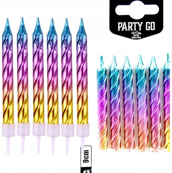 Dortová svíčka Narozeninové svíčky na dort METALICKÉ DUHOVÉ HOLO