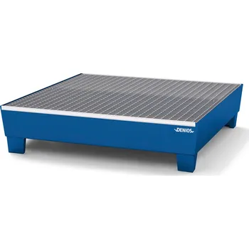 Záchytná vana z oceli, pro 4 sudy, 1236 x 1210 x 290 mm, mřížový rošt