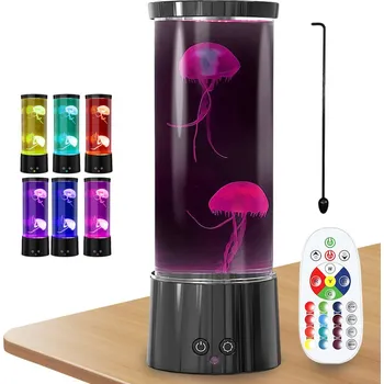 Noční světlo LÁVOVÁ LAMPA S MEDÚZAMI A RYBKAMI NOČNÍ LAMPA DÁREK DEKORATIVNÍ 17KOL RGB