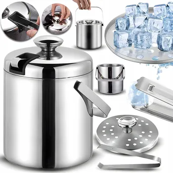 Nádoba na led KYBLÍK NA LED NÁDOBA NA LEDOVÉ KOSTKY S VÍKEM 1,3L VELKÝ + KLEŠTĚ