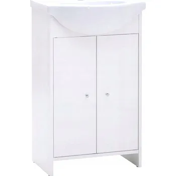 Koupelnový nábytek Stojící Koupelnová Skříňka Bílá Matná s Umyvadlem 50 cm Laminovaná Deska