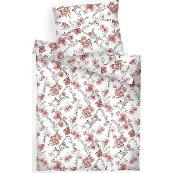 Povlečení Dadka Povlečení bavlna 140 × 200 cm, 70 × 90 cm, Kvítí terracota na bílém