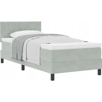 Postel Pružinová postel s matrací 203x90x88 cm, světle šedá, sametová