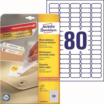 Samolepící etiketa Samolepící etikety 35,6 x 16,9 mm, 10 listů A4 L4732REV-10