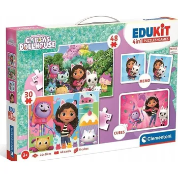 Puzzle EDUKIT PUZZLE 4V1 KOČIČÍ DOMEČEK GABBY CLEM 18319