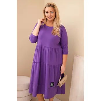 Dámské šaty Dámská bavlněná sukýnka Plus Size s volánky a ohrnutým rukávem fialová UNI