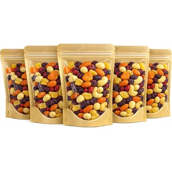 Sáček na potraviny DOYPACK 5 ks KRAFTOVÉ SÁČKY SE ZIPEM S OKÉNKEM, PAPÍROVÉ EKO SADA