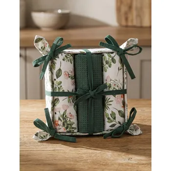 Utěrka ELEGANTNÍ KUCHYŇSKÉ UTĚRKY V KOŠÍKU KVĚTINY 40x70 MORAJ 3 KS