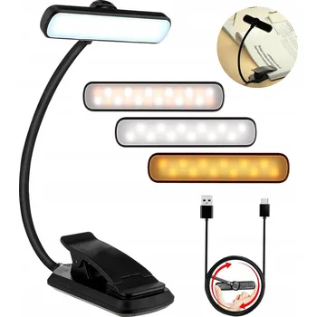 Lampička LED LAMPičKA NA ČTENÍ KNIH NOČNÍ STOLNÍ BEZDRÁTOVÁ USB S KLIPEM