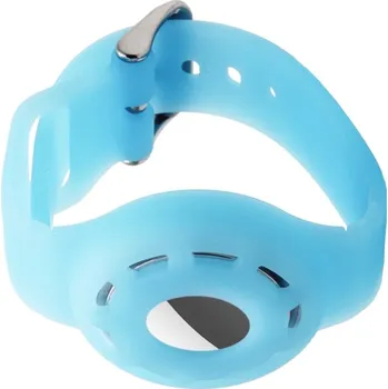 Pouzdro na mobilní telefon Silikonový obal ve stylu obojku pro AirTag - menší - modrý svítící ve tmě