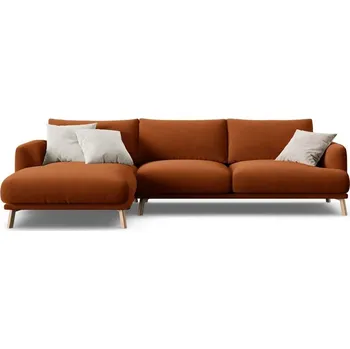 Pohovka Sametová rohová pohovka v terakotové barvě (levý roh/s lenoškou) Naomi – Micadoni ID_1832002