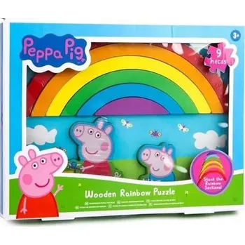 Figurka Rms prasátko Pepa dřevěná duhová skládačka