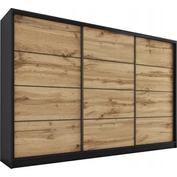 Šatní skříň Šatní skříň HARAZIA 280, černý mat/ dub wotan