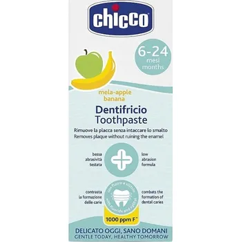 zubní pasta Chicco zubní pasta jablko a banán bez fluoru 50 ml 6M+