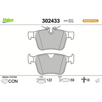 Brzdová destička Sada brzdových destiček, kotoučová brzda VALEO 302433