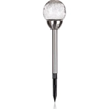 Venkovní osvětlení HAPPY GREEN lampa solární KOULE 10cm v.38,5cm, 2LED čirá, popraskaná