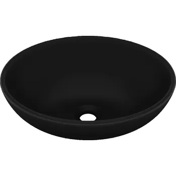Oválné keramické umyvadlo, matná černá, 400x330x135 mm