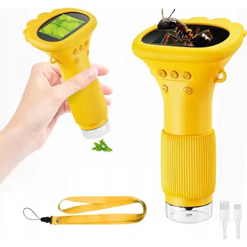 PŘENOSNÝ LED MIKROSKOP PRO DĚTI S 2" DISPLEJEM, LEHKÝ A POHODLNÝ + USB