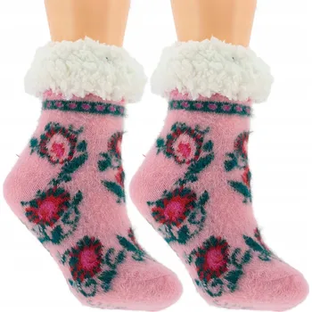 HYPOALERGENNÍ DĚTSKÉ TEPLÉ PONOŽKY GORALSKÉ PAPUČE S ABS 28-31 RŮŽOVÉ
