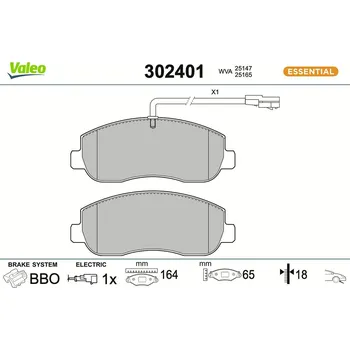 Brzdová destička Sada brzdových destiček, kotoučová brzda VALEO 302401